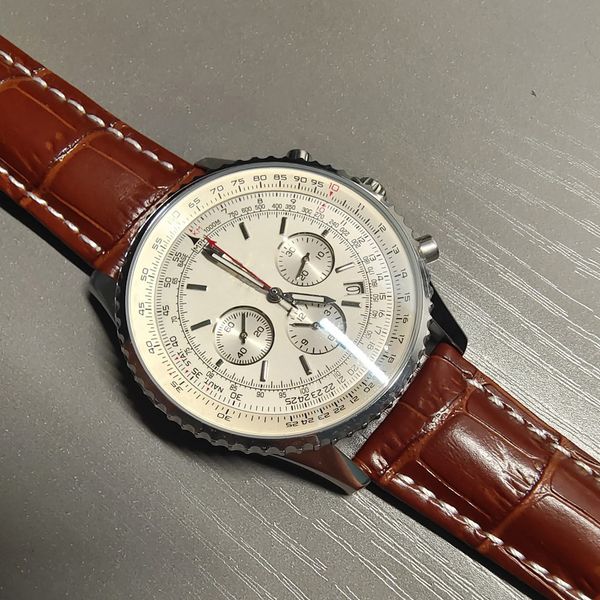 46mm luxury watch quartz chronograph breit and ling brown leather strap mens watches luminous red hands luminous sports wristwatches with al, Slivery;brown
46mm luxury watch quartz chronograph breit and ling brown leather strap mens watches luminous red hands luminous sports wristwatches with al, Slivery;brown