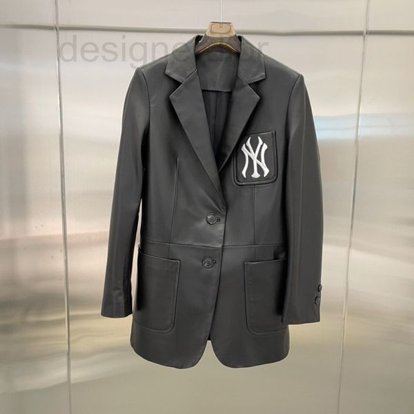 women's leather & faux designer european high-end temperament ny embroidered suit jacket of the same style spring 2021 new lambskin lea, Black
women's leather & faux designer european high-end temperament ny embroidered suit jacket of the same style spring 2021 new lambskin lea, Black
