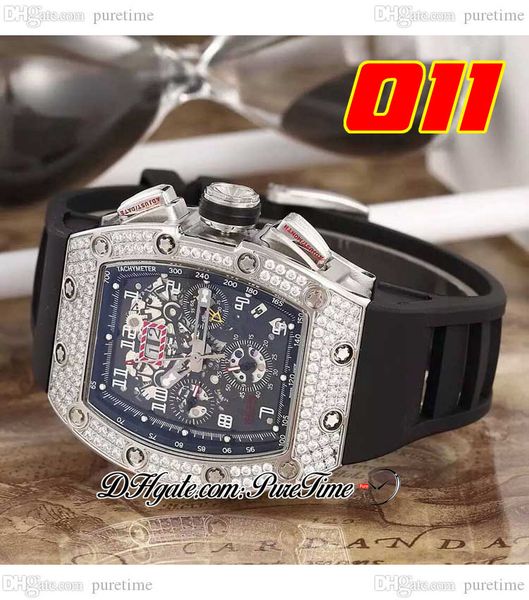 011 a21j automatic mens watch steel case diamonds bezel skeleton dial big date black rubber strap 7 styles watches puretime e5, Slivery;brown
011 a21j automatic mens watch steel case diamonds bezel skeleton dial big date black rubber strap 7 styles watches puretime e5, Slivery;brown