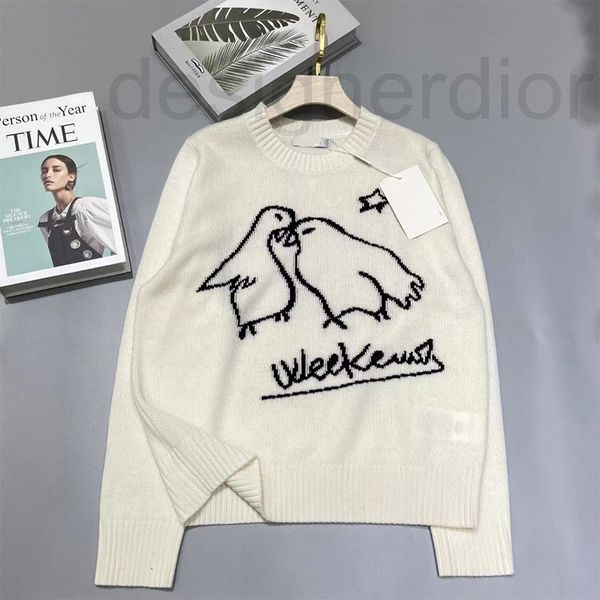 women's sweaters designer max family round neck bird embroidery pattern knitting long sleeve cashmere pullover sweater, White;black
women's sweaters designer max family round neck bird embroidery pattern knitting long sleeve cashmere pullover sweater, White;black
