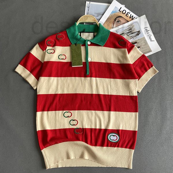 women's sweaters designer knitted stripe polo short sleeve women's casual summer new t-shirt letter embroidery sweater thin and lo, White;black