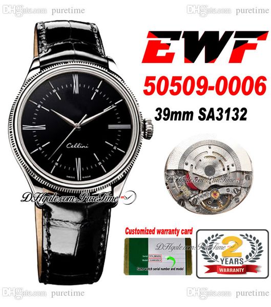 ewf cellini time 50509-006 sa3132 automatic mens watch 39mm fluted double bezel black dial stick leather strap super edition same series war, Slivery;brown
ewf cellini time 50509-006 sa3132 automatic mens watch 39mm fluted double bezel black dial stick leather strap super edition same series war, Slivery;brown