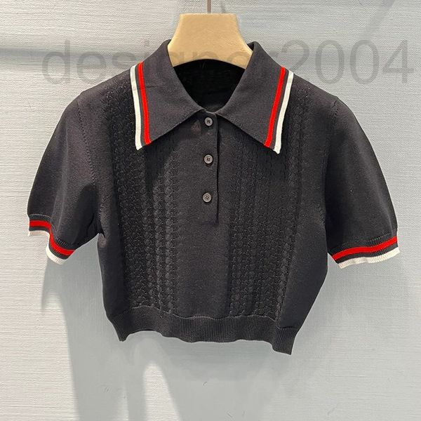 women's sweaters designer 2022 summer new miu black sweater lapel thin ice silk polo shirt short sleeved women ezn7, White;black
women's sweaters designer 2022 summer new miu black sweater lapel thin ice silk polo shirt short sleeved women ezn7, White;black