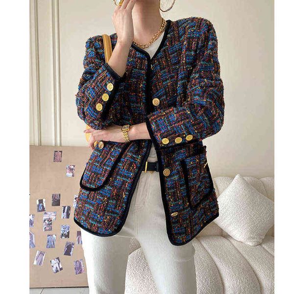 women's down parkas vintage plaid women tweed wool coat jacket autumn round neck single breasted long sleeve straight elegant lady loos, Black
women's down parkas vintage plaid women tweed wool coat jacket autumn round neck single breasted long sleeve straight elegant lady loos, Black