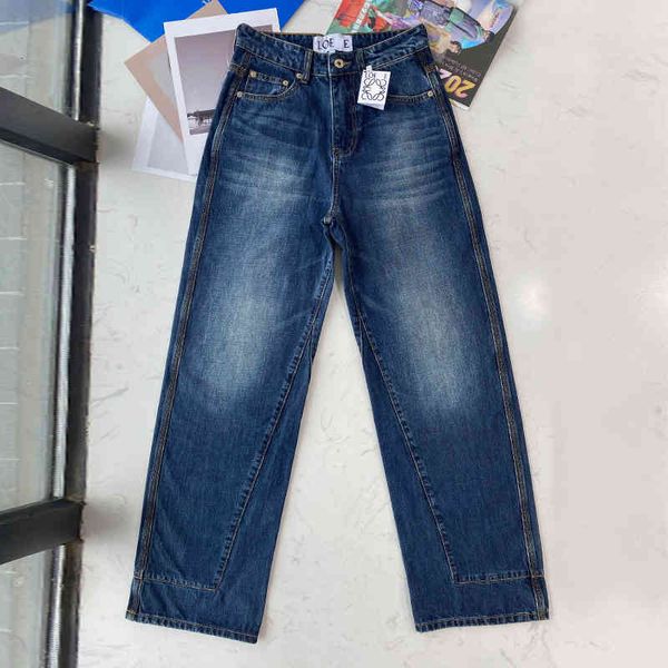 women's jeans loe home thin high waist versatile jeans wide leg pants women summer 2cem, Blue
