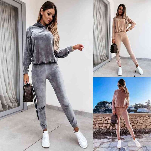 women's tracksuits autumn and winter loose hooded long sleeve set ins home drawstring gold velvet two-piece efg1, Gray
women's tracksuits autumn and winter loose hooded long sleeve set ins home drawstring gold velvet two-piece efg1, Gray
