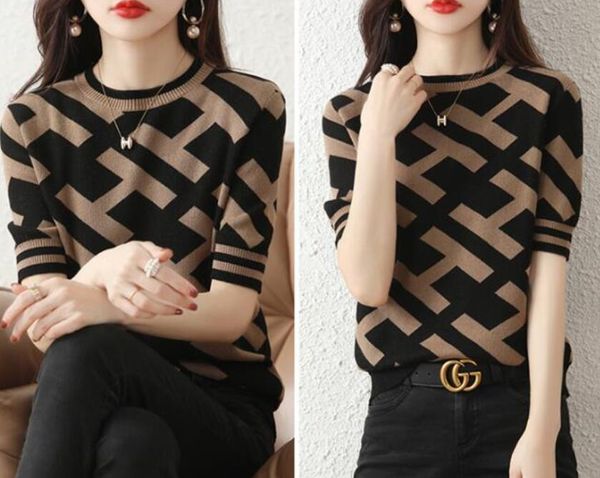 new 2022 summer women short sleeve sweaters fashion knit apes letter print sweater tshirt femme vintage luxury designer slim y2k tee, White;black
new 2022 summer women short sleeve sweaters fashion knit apes letter print sweater tshirt femme vintage luxury designer slim y2k tee, White;black