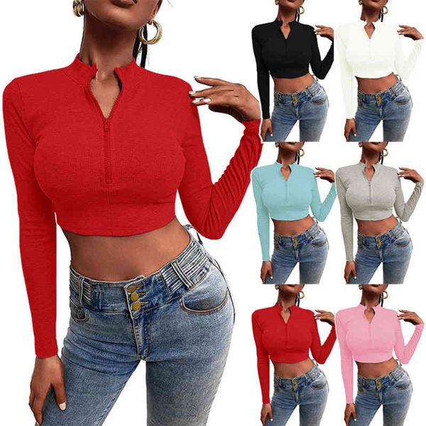 women's hoodies sweatshirts autumn solid women's knitted zipper slim open navel long sleeve t-shirt l0b2, Black
women's hoodies sweatshirts autumn solid women's knitted zipper slim open navel long sleeve t-shirt l0b2, Black