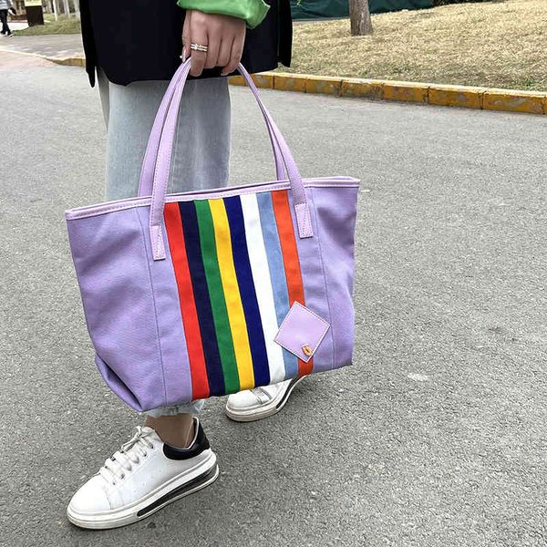 bags canvas bag rainbow stripe large capacity shoulder 2022 new commuting simple tote purses
bags canvas bag rainbow stripe large capacity shoulder 2022 new commuting simple tote purses