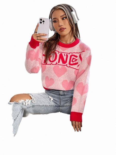 women's sweaters letter & heart pattern contrast trim drop shoulder sweater q2p1#, White;black
women's sweaters letter & heart pattern contrast trim drop shoulder sweater q2p1#, White;black