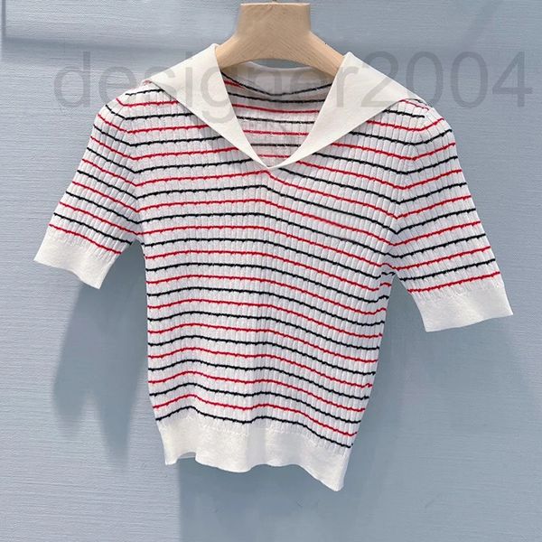 women's sweaters designer miu new style knitwear navy collar stripe short versatile thin ice silk sleeved clothes summer ddb7, White;black
women's sweaters designer miu new style knitwear navy collar stripe short versatile thin ice silk sleeved clothes summer ddb7, White;black