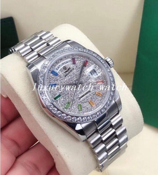 fashion watch 40mm daydate mens watches full diamond iced out automatic mechanical stainless steel men's wristwatches fashion sports la, Slivery;brown
fashion watch 40mm daydate mens watches full diamond iced out automatic mechanical stainless steel men's wristwatches fashion sports la, Slivery;brown