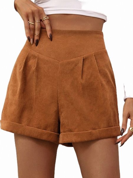 women's shorts wideband waist plicated detail roll hem corduroy shorts z0gu#, White;black
women's shorts wideband waist plicated detail roll hem corduroy shorts z0gu#, White;black