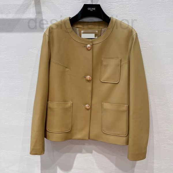 women's leather & faux designer ce family's new round neck jacket in early autumn 2022 leather sheepskin temperament luxurious hig, Black
women's leather & faux designer ce family's new round neck jacket in early autumn 2022 leather sheepskin temperament luxurious hig, Black