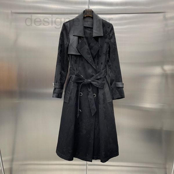 women's leather & faux designer autumn and winter 2021 new lapels medium long jacquard belt trench coat sheepskin leather splicing wome, Black
women's leather & faux designer autumn and winter 2021 new lapels medium long jacquard belt trench coat sheepskin leather splicing wome, Black