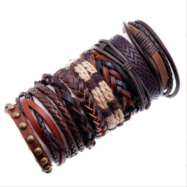 men woman cowhide bracelet diy beaded strands rivet weaving hip hop combination suit bracelet 10styles/1set, Black
men woman cowhide bracelet diy beaded strands rivet weaving hip hop combination suit bracelet 10styles/1set, Black