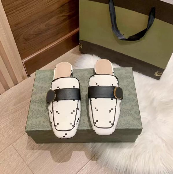 women's half slippers classic leather flat bottom sandals designer luxury printing retro sandal summer fashion women leisure, Black
women's half slippers classic leather flat bottom sandals designer luxury printing retro sandal summer fashion women leisure, Black
