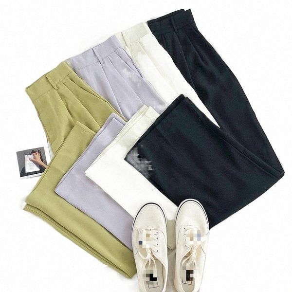 women's pants & capris casual fashion 2021 summer trouser high waist concealed solid color straight pants loose simple all match pantal, Black;white 
women's pants & capris casual fashion 2021 summer trouser high waist concealed solid color straight pants loose simple all match pantal, Black;white