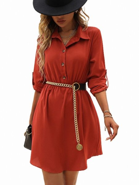 casual dresses roll tab sleeve half button shirt dress without chain belt t2sz#, Black;gray
casual dresses roll tab sleeve half button shirt dress without chain belt t2sz#, Black;gray