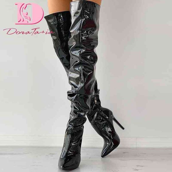 boots doratasia 2022 new shoes mature black women over the knee boots pleated pu patent leather thin high heels female thigh boots 220903
boots doratasia 2022 new shoes mature black women over the knee boots pleated pu patent leather thin high heels female thigh boots 220903