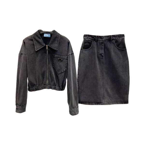 new fashion women's denim skirt trendy temperament casual suit split skirt and jacket, Black
new fashion women's denim skirt trendy temperament casual suit split skirt and jacket, Black