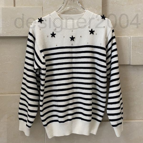 women's sweaters designer miu's same black and white beaded sweater with diamond five pointed star long sleeve pullover knit casua, White;black
women's sweaters designer miu's same black and white beaded sweater with diamond five pointed star long sleeve pullover knit casua, White;black