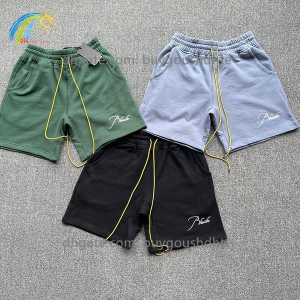 black sky blue green rhude casual shorts men women 1 1 heavy fabric 100% cotton cursive embroidery rhude breeches with tags, White;black
black sky blue green rhude casual shorts men women 1 1 heavy fabric 100% cotton cursive embroidery rhude breeches with tags, White;black
