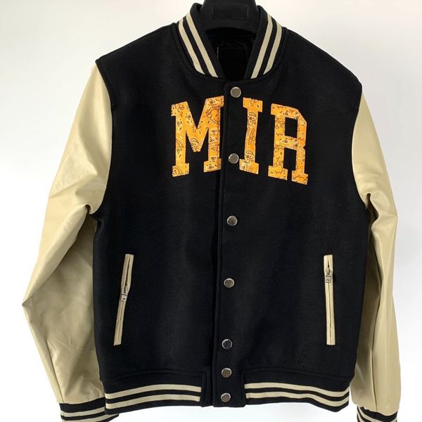 22ss am mens jacket designer coat cashew flower embroidered baseball jackets hip-hop men cardigan leather stitching wool coats, Black;brown
22ss am mens jacket designer coat cashew flower embroidered baseball jackets hip-hop men cardigan leather stitching wool coats, Black;brown