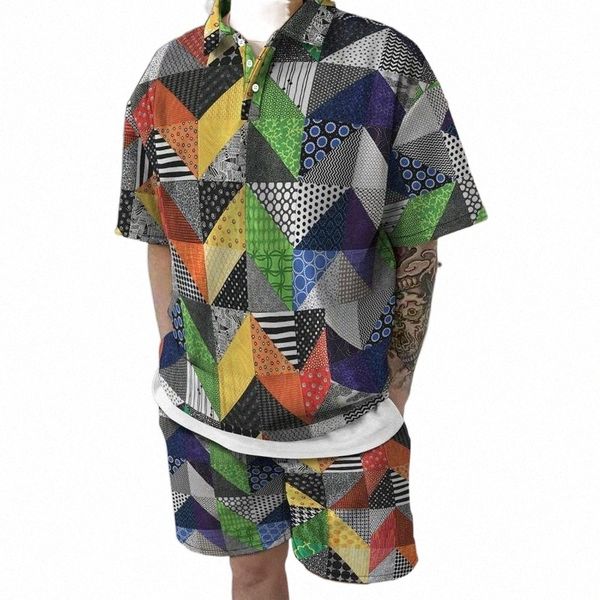 men's tracksuits men's tracksuits 3d digital printing colorful rhombus pattern trend clothing 2022 summer button short-sleeved bea, Gray
men's tracksuits men's tracksuits 3d digital printing colorful rhombus pattern trend clothing 2022 summer button short-sleeved bea, Gray