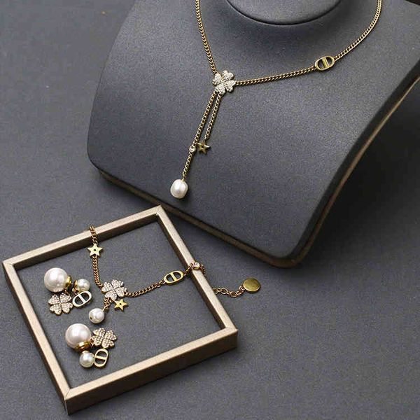 jewelry set new size pearl earrings women's diamond lucky bracelet star letter necklace, Black
jewelry set new size pearl earrings women's diamond lucky bracelet star letter necklace, Black