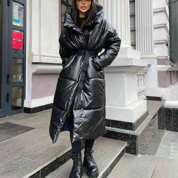 women's down parkas hooded pu parkas women fashion tie belt coats women elegant solid faux leather slim long cotton jackets female ladi, Black
women's down parkas hooded pu parkas women fashion tie belt coats women elegant solid faux leather slim long cotton jackets female ladi, Black