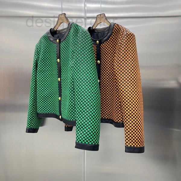 women's leather & faux designer autumn and winter 2021 black green contrast mosaic woven round neck jacket lambskin h-type pure manual
women's leather & faux designer autumn and winter 2021 black green contrast mosaic woven round neck jacket lambskin h-type pure manual