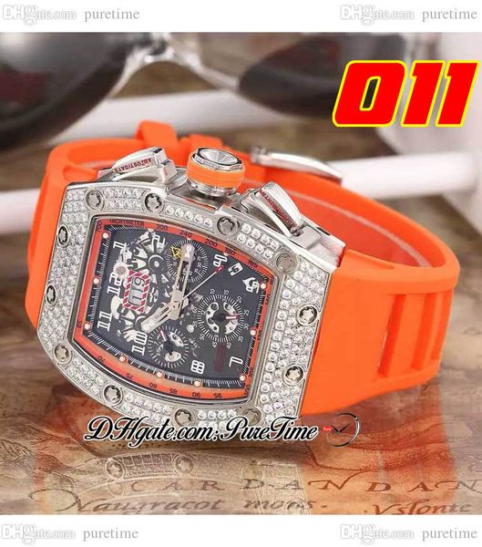 011 a21j automatic mens watch steel case diamonds bezel black skeleton dial big date orange rubber strap 7 styles watches puretime d4, Slivery;brown
011 a21j automatic mens watch steel case diamonds bezel black skeleton dial big date orange rubber strap 7 styles watches puretime d4, Slivery;brown