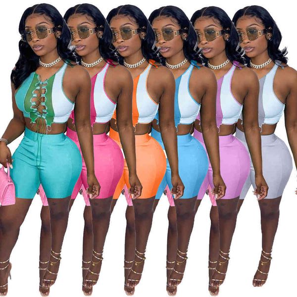 women's tracksuits women designers clothes 2021 tracksuits for summer sport suits color contrast splicing strap hollow out two piece su, Gray
women's tracksuits women designers clothes 2021 tracksuits for summer sport suits color contrast splicing strap hollow out two piece su, Gray