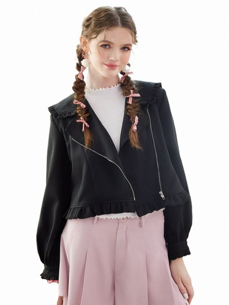 women's jackets romwe kawaii solid frill hem zip up jacket m1pf#, Black;brown
women's jackets romwe kawaii solid frill hem zip up jacket m1pf#, Black;brown