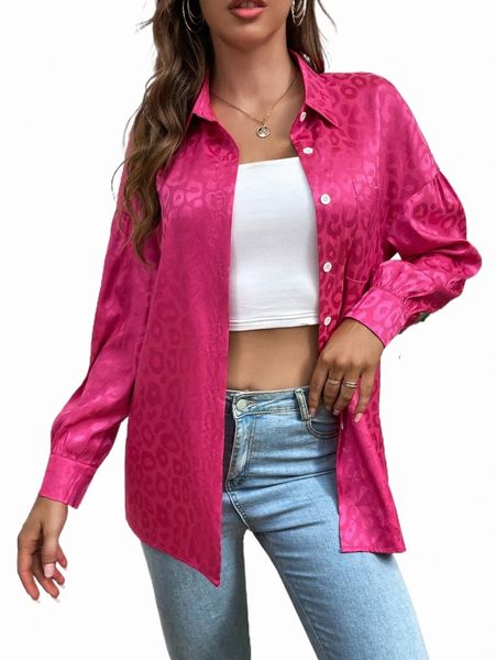 women's blouses & shirts leopard jacquard drop shoulder satin shirt m36e#, White
women's blouses & shirts leopard jacquard drop shoulder satin shirt m36e#, White