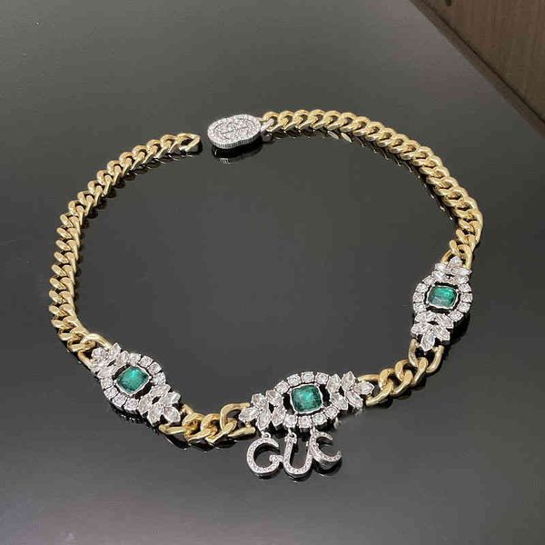 string necklace fashion atmosphere inlaid green diamond necklace women's high version brass letter pendant, Black
string necklace fashion atmosphere inlaid green diamond necklace women's high version brass letter pendant, Black