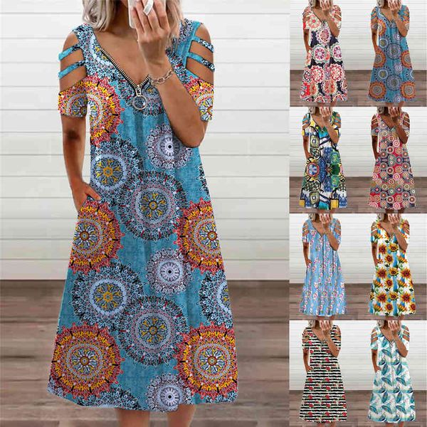 casual dresses summer women's v-neck zipper printed off shoulder short sleeve dress 0nx9, Black;gray
casual dresses summer women's v-neck zipper printed off shoulder short sleeve dress 0nx9, Black;gray
