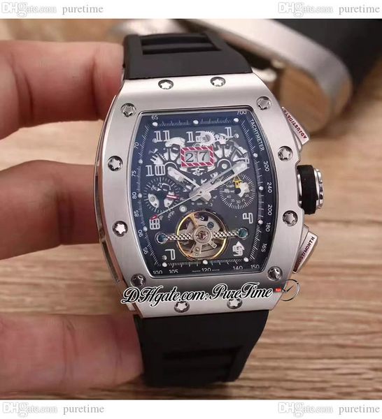 011 a21j tourbillon automatic mens watch steel case black skeleton dial big date rubber strap 3 styles watches puretime b2, Slivery;brown
011 a21j tourbillon automatic mens watch steel case black skeleton dial big date rubber strap 3 styles watches puretime b2, Slivery;brown