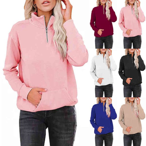women's hoodies sweatshirts autumn and winter women's solid color zipper stand collar long sleeve sweater women er99, Black
women's hoodies sweatshirts autumn and winter women's solid color zipper stand collar long sleeve sweater women er99, Black
