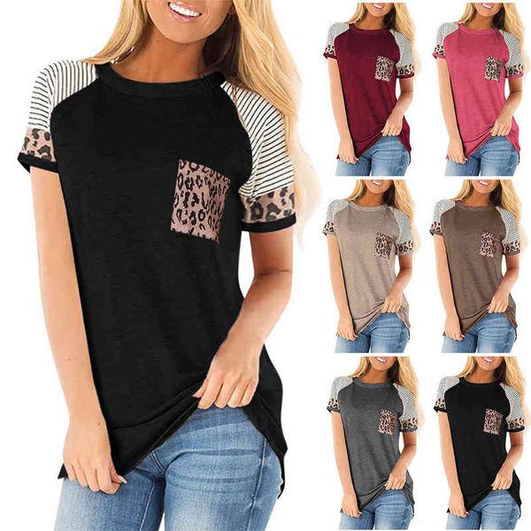 women's hoodies sweatshirts spring summer t-shirt women's leopard stripe round neck short sleeve contrast pocket i4zs, Black
women's hoodies sweatshirts spring summer t-shirt women's leopard stripe round neck short sleeve contrast pocket i4zs, Black