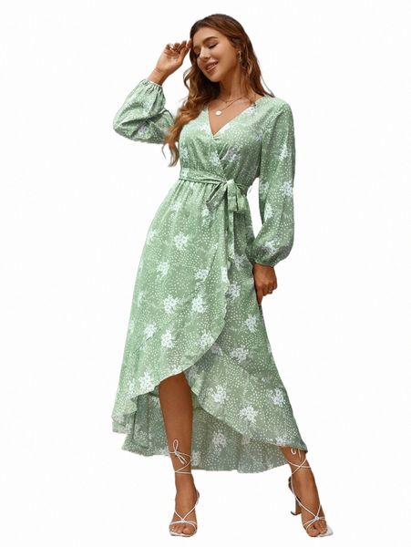 casual dresses simplee floral print bishop sleeve belted wrap dress h1jc#, Black;gray
casual dresses simplee floral print bishop sleeve belted wrap dress h1jc#, Black;gray