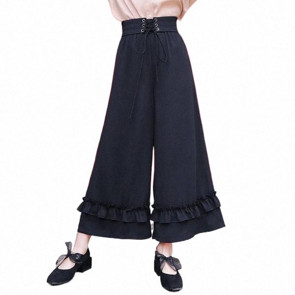 women's pants & capris spring summer women wide leg pants solid sweet loose bandage ruffles harajuku korean fashion long trousers stree, Black;white
women's pants & capris spring summer women wide leg pants solid sweet loose bandage ruffles harajuku korean fashion long trousers stree, Black;white