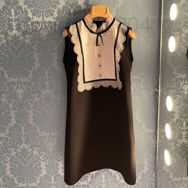 casual dresses designer miu sleeveless vest skirt patchwork dress bow wavy black summer new a-line yb 9npe, Black;gray
casual dresses designer miu sleeveless vest skirt patchwork dress bow wavy black summer new a-line yb 9npe, Black;gray