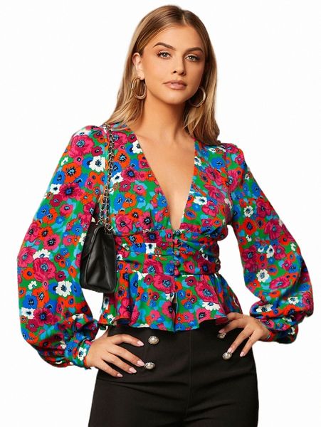 women's blouses & shirts floral print lantern sleeve peplum w0zn#, White
women's blouses & shirts floral print lantern sleeve peplum w0zn#, White