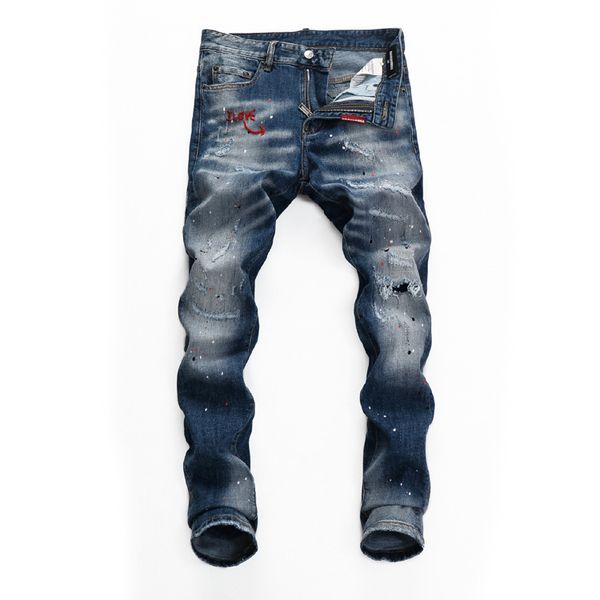 men's jeans korean version tide brand blue hole grinding white patch embroidery stretch slim trousers a8351
men's jeans korean version tide brand blue hole grinding white patch embroidery stretch slim trousers a8351