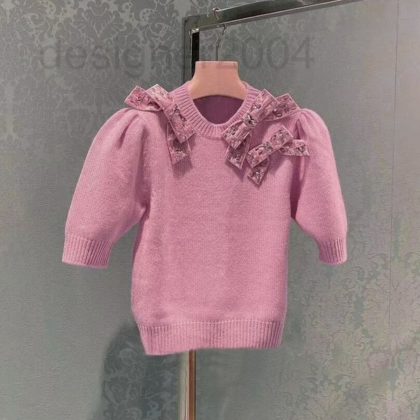 women's sweaters designer yb spring and autumn new miu home sweater french sweet pink short sleeve heavy industry bow bubble blouse wom, White;black
women's sweaters designer yb spring and autumn new miu home sweater french sweet pink short sleeve heavy industry bow bubble blouse wom, White;black