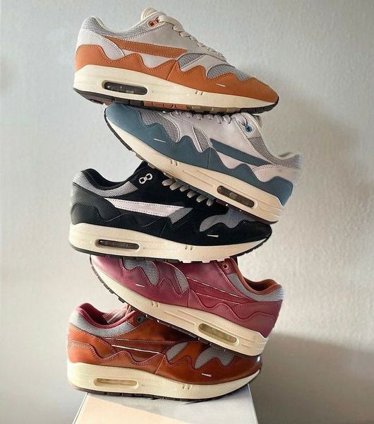 designer patta retro running shoes am1 sneaker 1 waves wavy airmaxs collab shoe monarch leather mesh white pure platinum og quality, Black
designer patta retro running shoes am1 sneaker 1 waves wavy airmaxs collab shoe monarch leather mesh white pure platinum og quality, Black