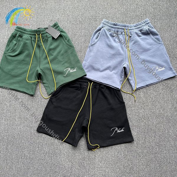 black sky blue green rhude casual shorts men women 1 1 heavy fabric 100% cotton cursive embroidery rhude breeches with tags rd22, White;black
black sky blue green rhude casual shorts men women 1 1 heavy fabric 100% cotton cursive embroidery rhude breeches with tags rd22, White;black
