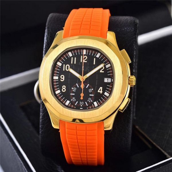 18 styles yellow gold watches mens aaa orange rubber strap 40mm pp automatic & quartz movement pp watch sapphire waterproof sports wristwatc, Slivery;brown
18 styles yellow gold watches mens aaa orange rubber strap 40mm pp automatic & quartz movement pp watch sapphire waterproof sports wristwatc, Slivery;brown